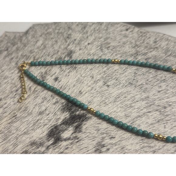 Native American Gold Over Sterling Navajo Pearl Turquoise Round Necklace 16”-18” - Picture 5 of 12